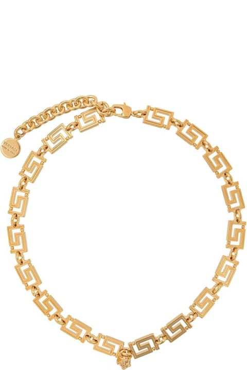 Squared Greca Gold Metal  Necklace Versace Gold Metal