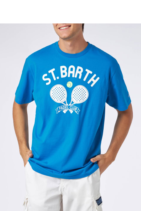 Homeware MC2 Saint Barth Man Heavy Cotton T-shirt With St. Barth Padel Club Print