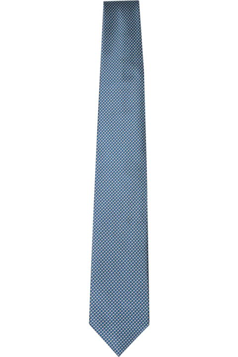 Ties for Men Brioni Micropattern Light Blue/white Tie