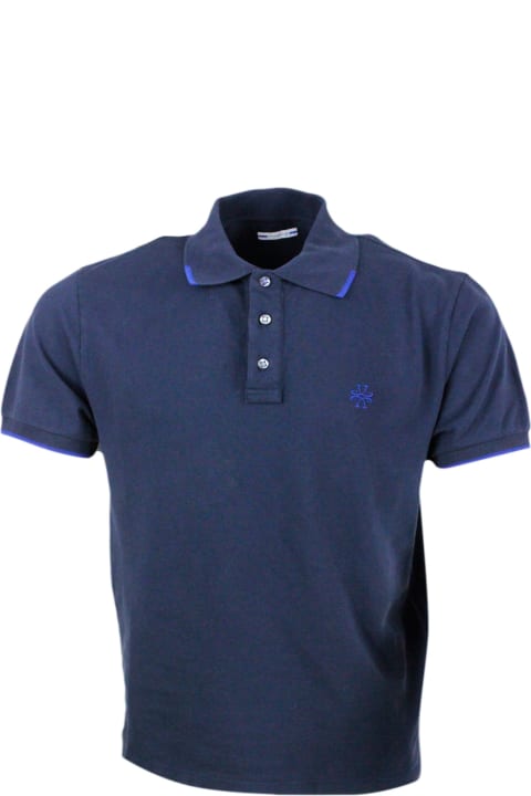 Jacob Cohen Topwear for Men Jacob Cohen Three-button Short-sleeved Polo Shirt In Cotton Piquet With Logo On The Chest And Contrasting Color On The Collar And Sleeve