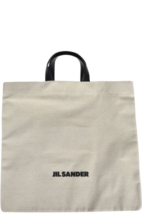 メンズ Jil Sanderのトートバッグ Jil Sander Logo Printed Large Tote Bag