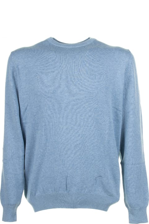Barbour Sweaters for Men Barbour Light Blue Crew Neck Sweater
