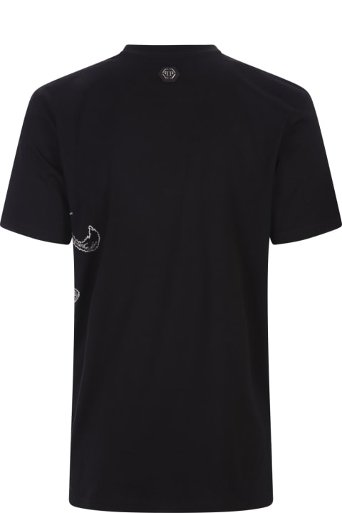 Philipp Plein Topwear for Men Philipp Plein Black T-shirt With Crystal Lion Circus
