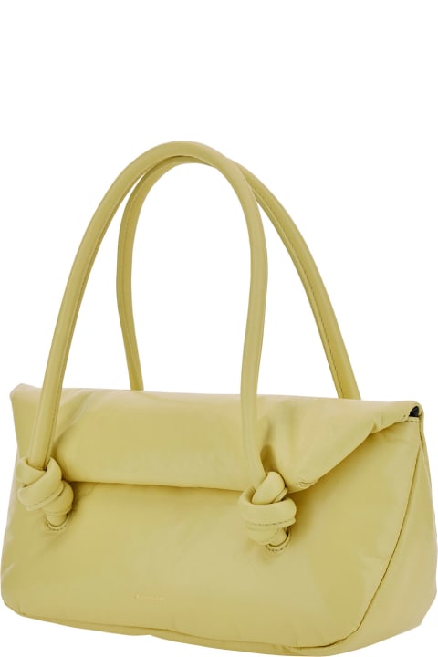 ウィメンズ Jil Sanderのショルダーバッグ Jil Sander 'knot Small' Yellow Shoulder Bag With Laminated Logo In Patent Leather Woman