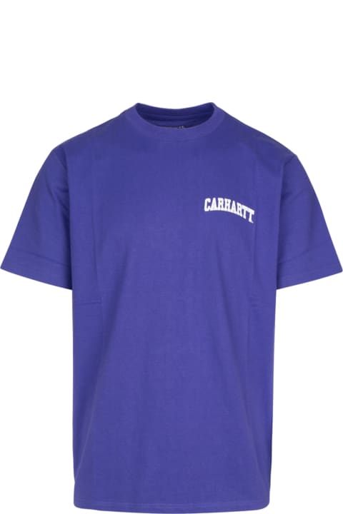 Topwear for Men Carhartt Purple Cotton S/s University Script T-shirt