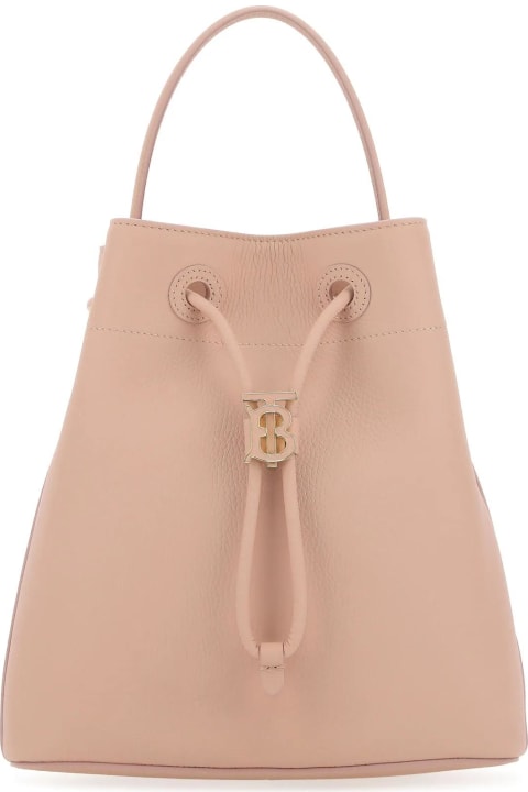 Burberry for Women Burberry Pink Leather Small Tb Bucket Bag