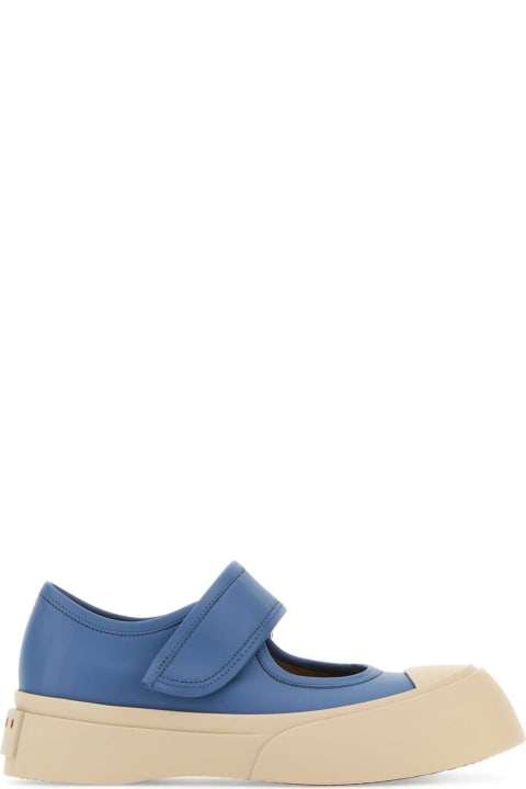 Wedges for Women Marni Air Force Blue Leather Mary Jane Sneakers