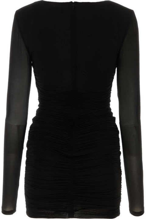 Clothing for Women Saint Laurent Black Stretch Cupro Mini Dress