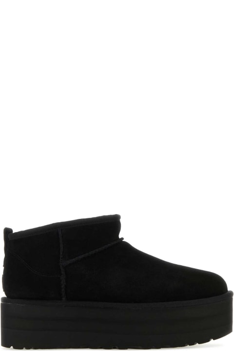 UGG Shoes for Women UGG Black Suede Classic Ultra Mini Platform Ankle Boots