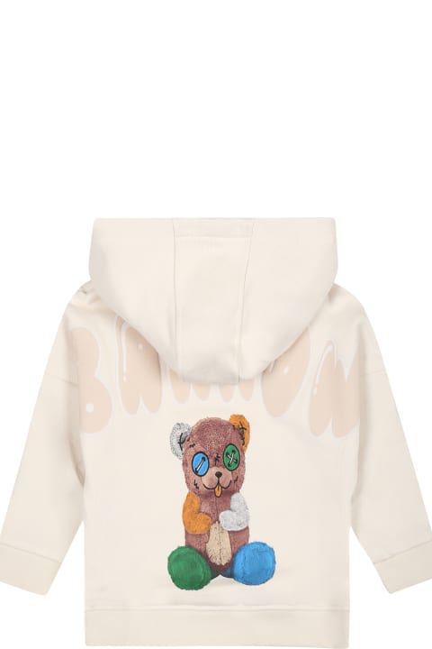 Topwear for Baby Girls Barrow Ivory Sweatshirt For Babies With Logo And Bear