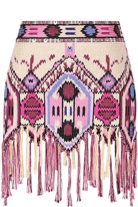 ウィメンズ Isabel Marantのスカート Isabel Marant Yolana Fringed Embroidered Mini Skirt