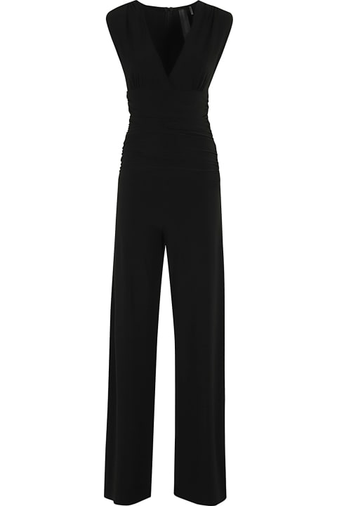 Norma Kamali Jumpsuits for Women Norma Kamali Sleeveless V Neck Shirred Waist Jumpsuit