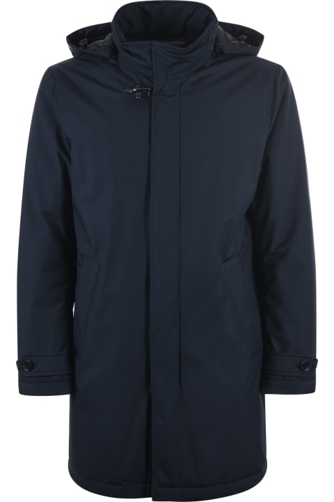 Fay Coats & Jackets for Men Fay Blue Technical Gabardine Raincoat