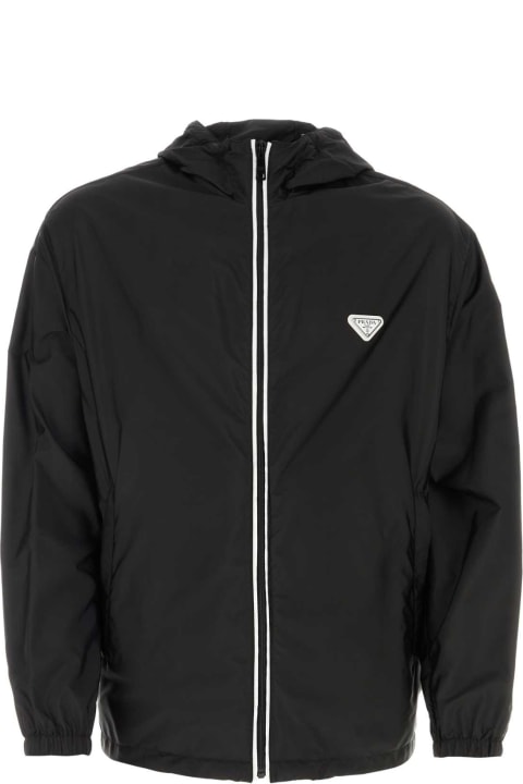 Coats & Jackets for Men Prada Black Re-nylon Windbreaker