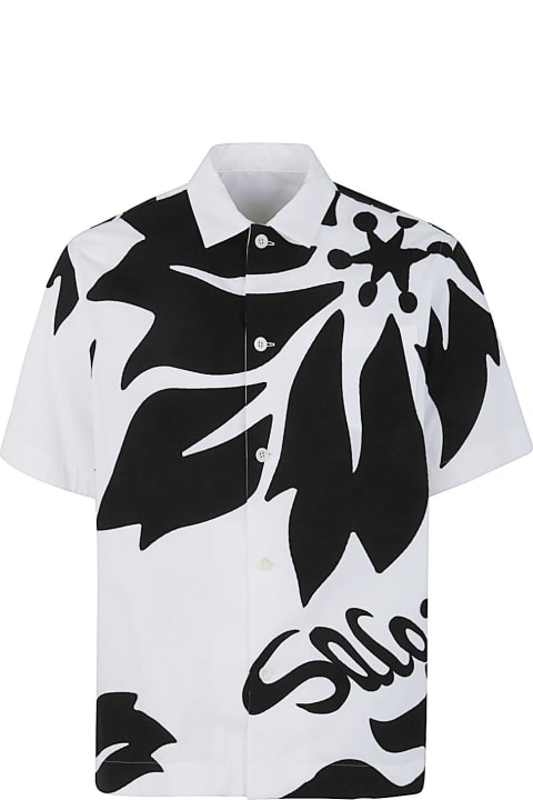 Shirts for Men Sacai Floral Embroidered Patch Cotton Poplin Shirt
