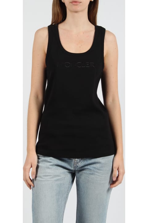 Moncler Clothing for Women Moncler Embroidered Logo Ribbed Tank Top