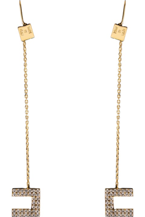 Jewelry for Women Elisabetta Franchi Dangle Earrings With Rhinestone Logo