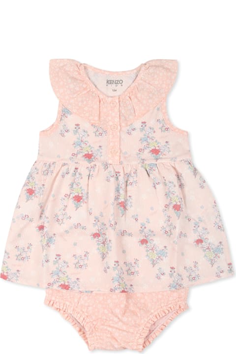 Kenzo Kids for Baby Girls Kenzo Kids Pink Dress For Baby Girl With Logo