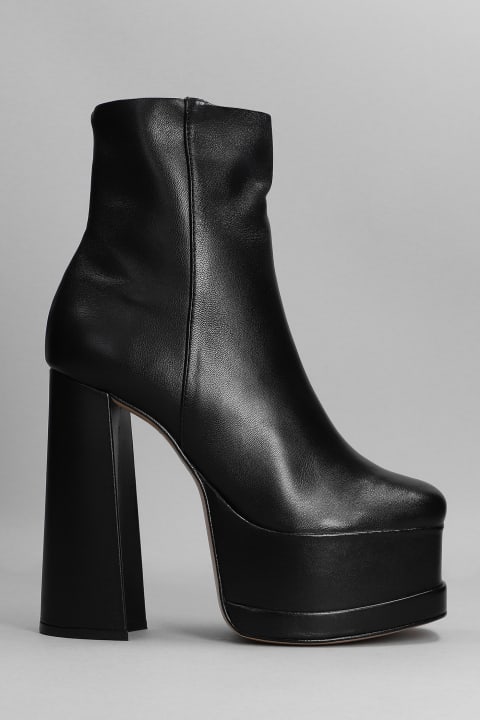 Selene Casual High Heels Ankle Boots In Black Leather