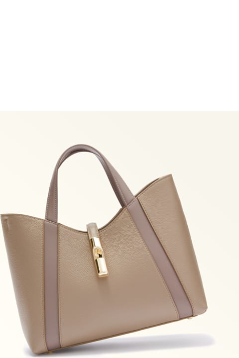 Homeware Furla Goccia S Tote Bag In Stucco Color Leather