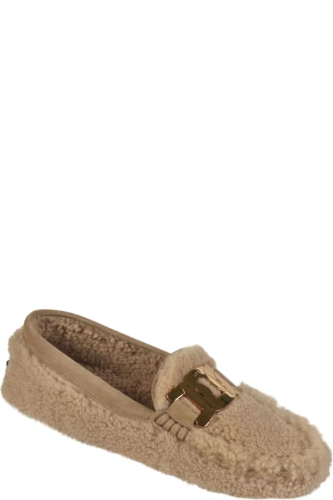 Tod's for Women Tod's Logo Plaque Textured Loafers