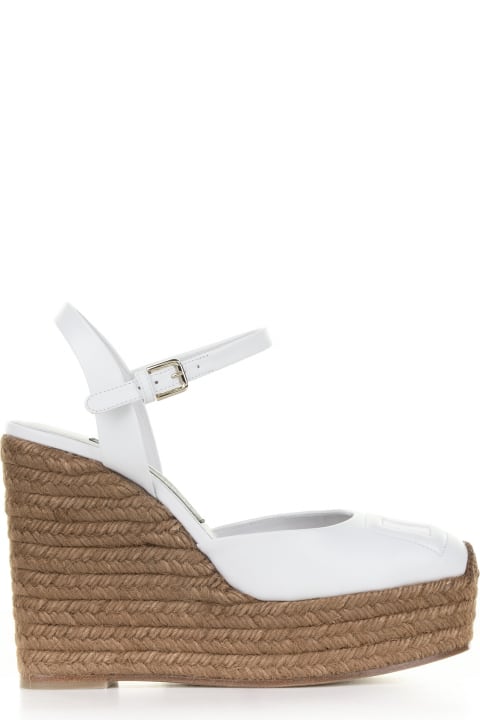 Dolce & Gabbana for Women Dolce & Gabbana White Leather And Rope Wedge