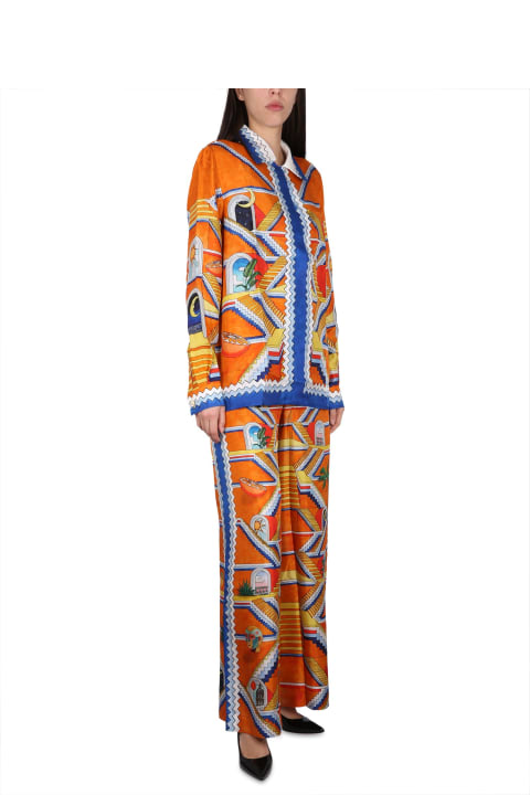 Casablanca Pants & Shorts for Women Casablanca Printed Wide Leg Trousers