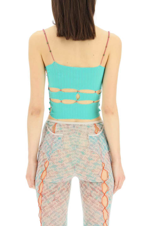 Knit Crop Top With Cut-out And Beads