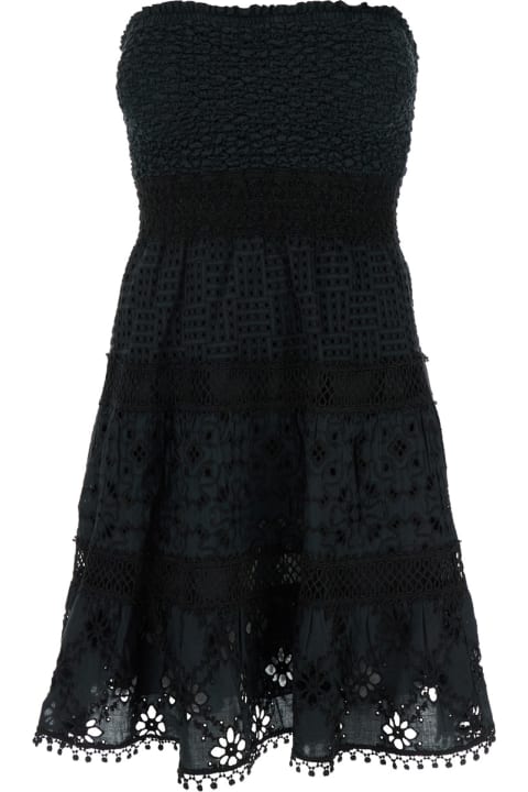 Fashion for Women Temptation Positano Black Short Embroidered Dress In Cotton Woman
