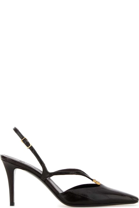 Fendi Dark Brown Leather Fendi Ffold Pumps