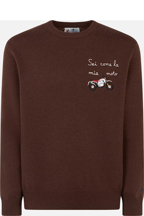 Homeware MC2 Saint Barth Man Crewneck Sweater With Sei Come La Mia Moto Embroidery