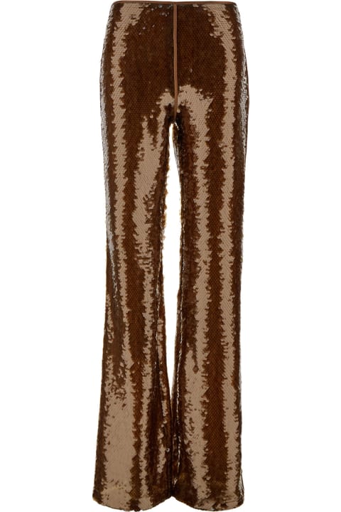 Alberta Ferretti for Women Alberta Ferretti Brown Pants With All-over Sequins In Tech Fabric Woman