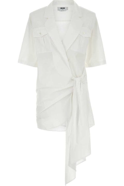 Fashion for Women MSGM White Poplin Mini Dress