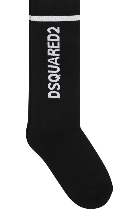 Dsquared2 Underwear for Boys Dsquared2 Black Socks For Boy With Logo