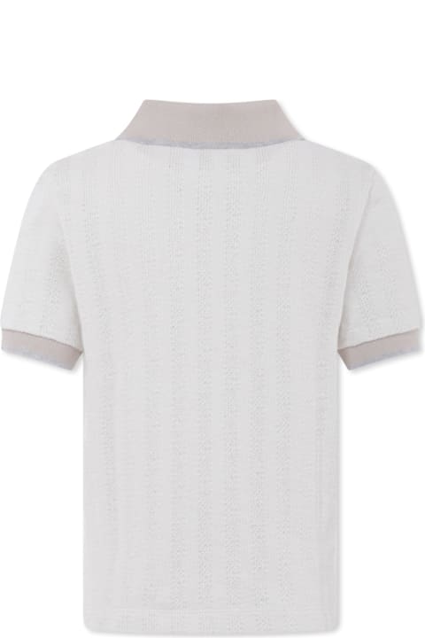 Eleventy for Boys Eleventy Ivory Polo Shirt For Boy With Logo