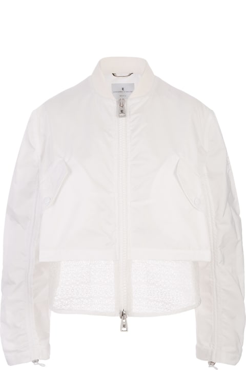 Ermanno Scervino for Women Ermanno Scervino White Short Windbreaker Jacket With Sangallo Lace