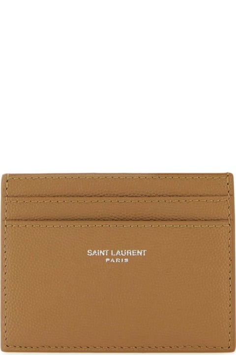 Saint Laurent محافظ لـ القسم الرجالي Saint Laurent Biscuit Leather Card Holder