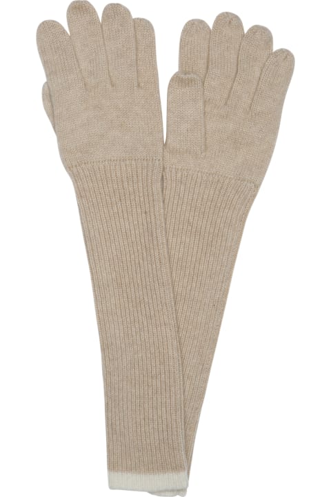 Aspesi Gloves for Women Aspesi Honey Beige Cashmere Long Gloves