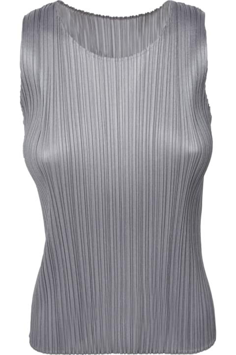 Issey Miyake for Women Issey Miyake Basic Pleats Grey Tank Top