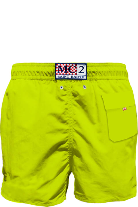 メンズ 水着 MC2 Saint Barth Man Fluo Yellow Swim Shorts With Pocket