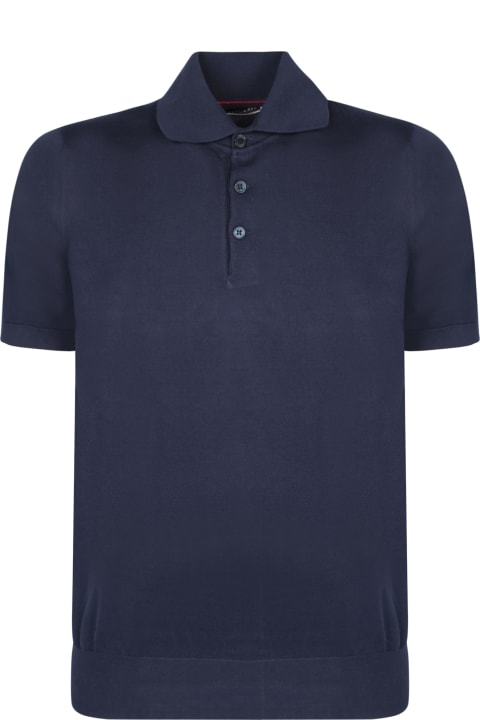 Brunello Cucinelli Clothing for Men Brunello Cucinelli Short Sleeves Blue Polo Shirt