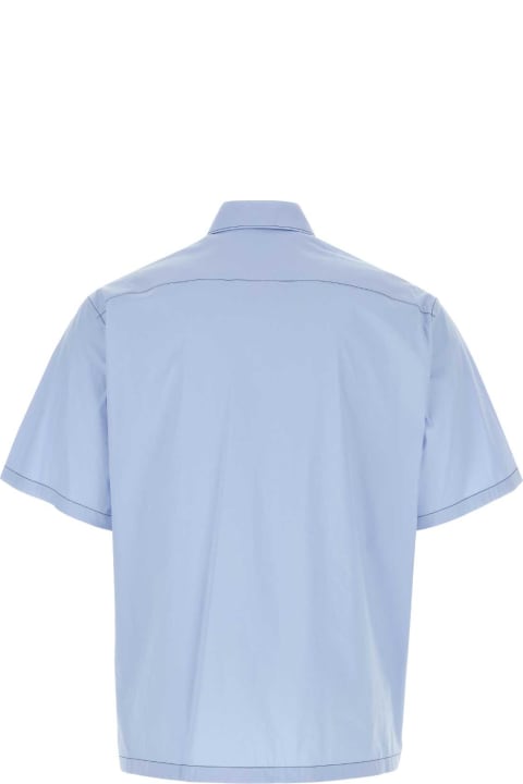 Shirts for Men Prada Light Blue Stretch Poplin Shirt