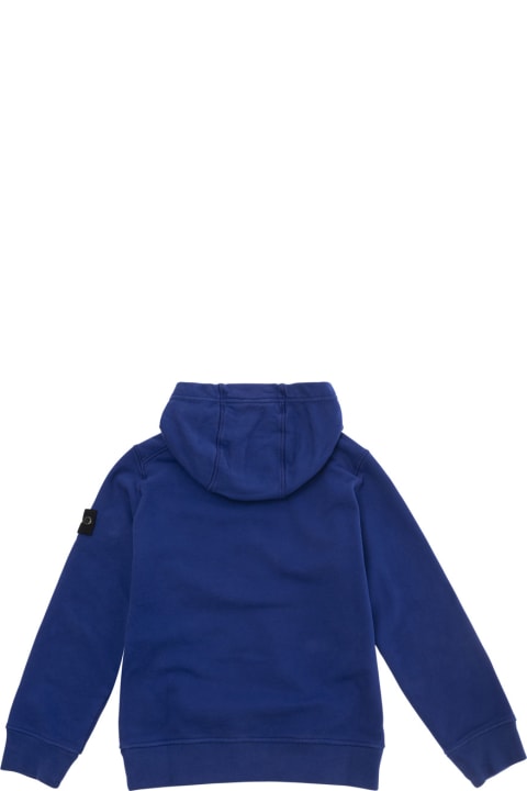 Homeware Stone Island Junior Blue Hoodie With Logo Patch In Cotton Man