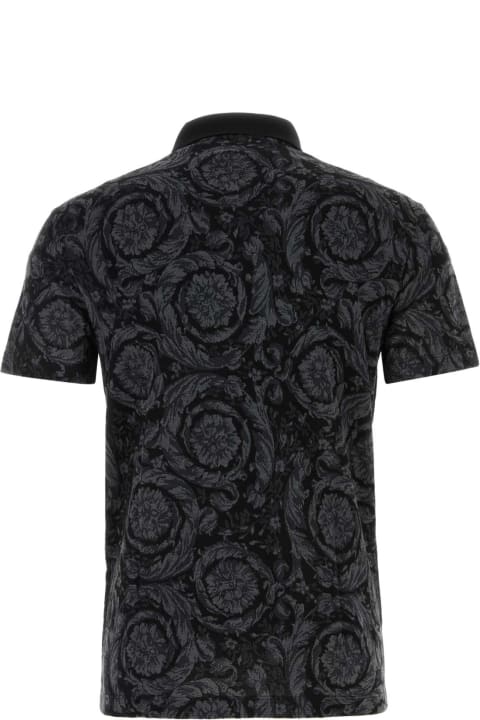 Versace Topwear for Men Versace Printed Piquet Polo Shirt