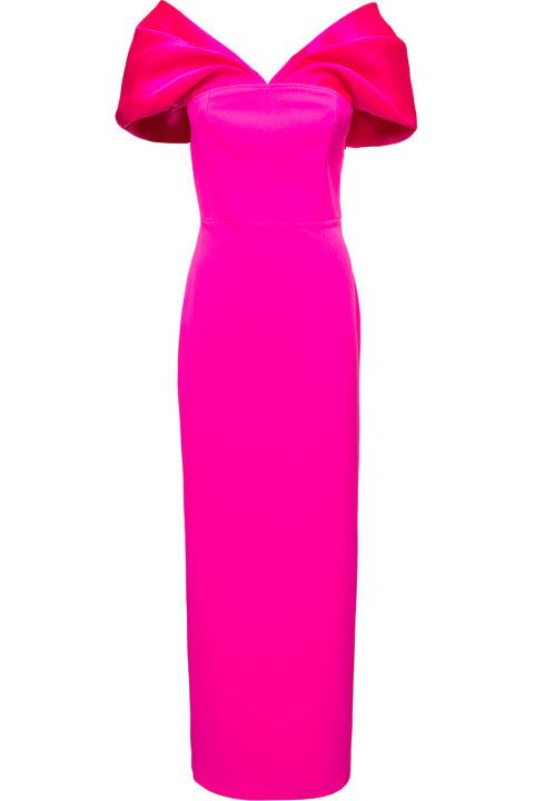 Solace London Dresses for Women Solace London 'dakota' Maxi Fuchsia Dress With Off-shoulder Neckline And Satin Inserts In Polyester Woman