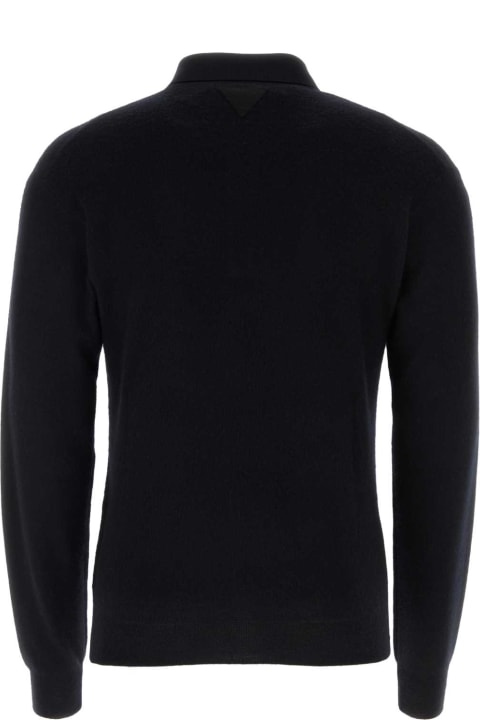 Prada Topwear for Men Prada Black Cashmere Blend Polo Shirt