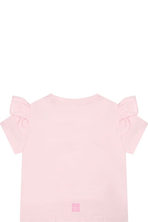 Fashion for Baby Girls Givenchy Pink T-shirt For Baby Girl With Logo