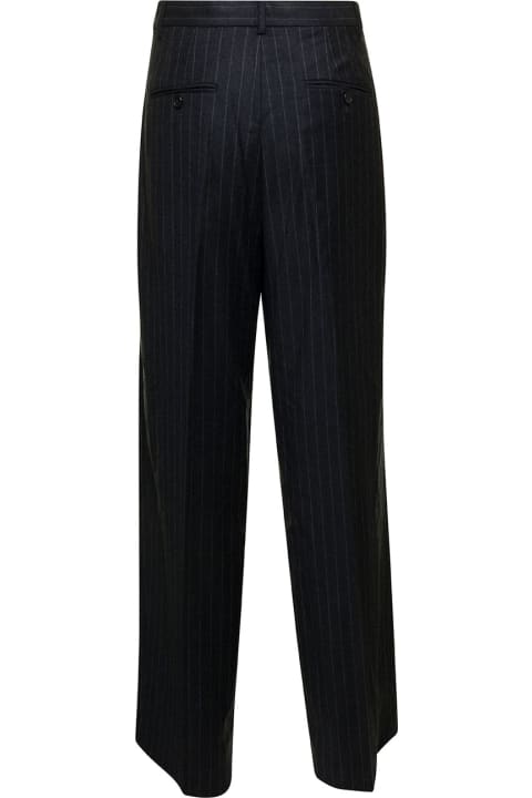 Theory Clothing for Women Theory Dark Grey Tailored Pinstripe Pants In Wool Woman