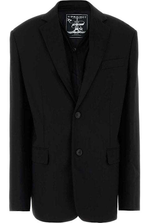 Y/Project معاطف وجواكت لـ السيدات Y/Project Black Stretch Jersey Oversize Blazer