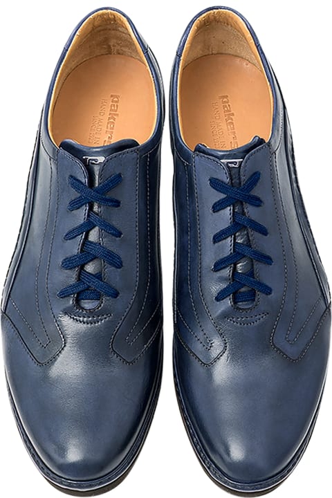 Blue Italian Handmade Leather Lace-up Shoes